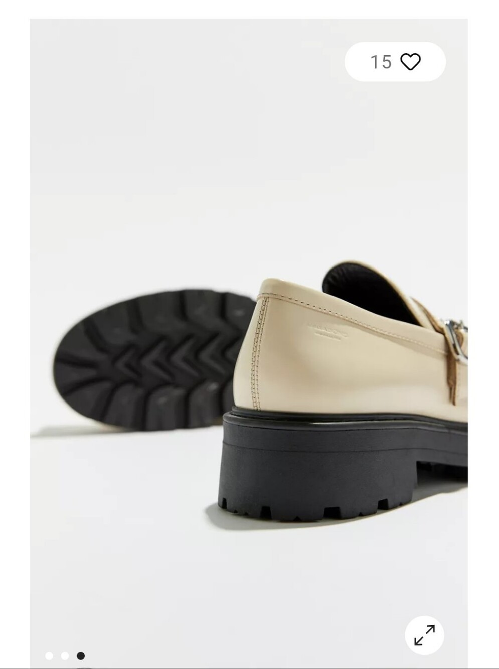 VAGABOND Chunky Cream Loafers with Black Lug Sole - Picture 4 of 15